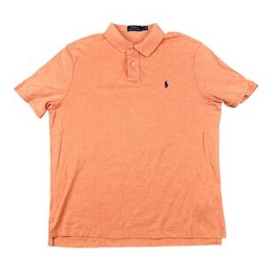 Polo Ralph Lauren Polo Shirt Mens Large Orange Heathered Cotton Short Sleeve